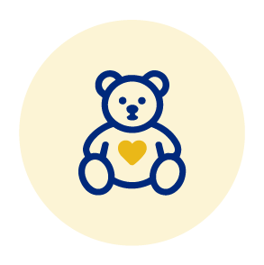 Illustration of a teddy bear holding a heart