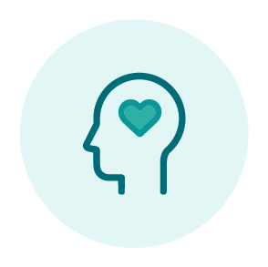 Illustration of a head with a heart inside
