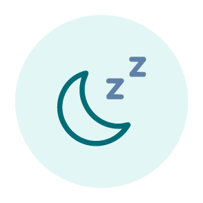 Illustration of a crescent moon and sleep symbols