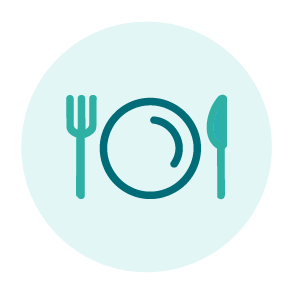 Illustration of a plate and utensils