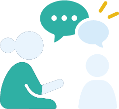 Illustration of two people with speech bubbles